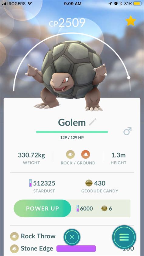 pokemon go golem best moves.